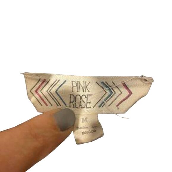 Pink Rose Black Cuffed Sleeve V-Neck Lightweight Blouse Women Sz M - Picture 6 of 6